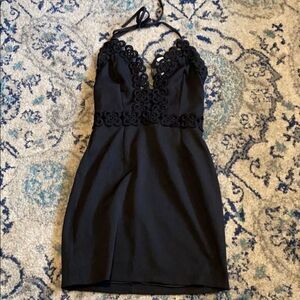 Missguided halter dress built in shorts black